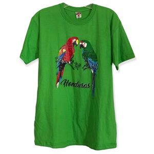 Long Time Honduras Two Parrots Tree Branch Jungle Birds Tee Size M